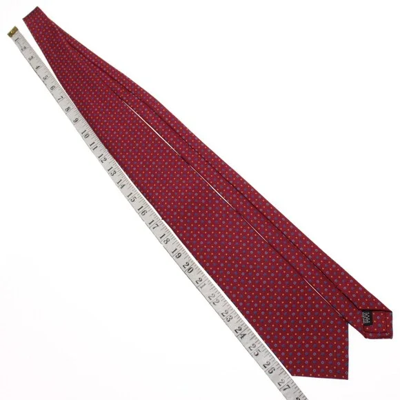 Drake's NWT Neck Tie in Red w/ Blue & Yellow Floral / Square Pattern 100% Silk